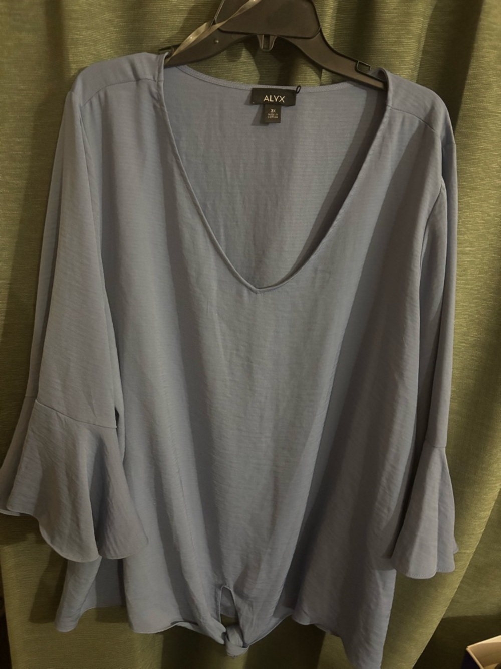 ALYX Dusty Blue V-Neck Bell Sleeve Tunic Top